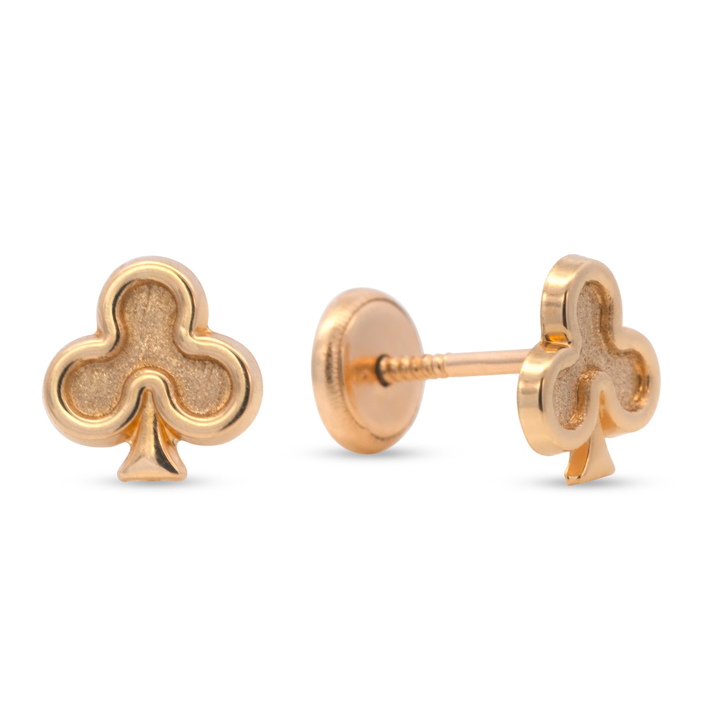 14K Yellow Gold Detailed Spade Screwback Earrings