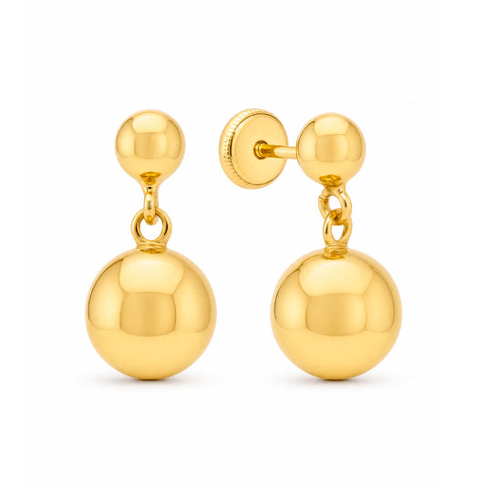 14K Yellow Gold 6MM Dangling Disc Screwback Earrings
