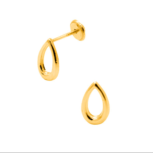 14K Yellow Gold Open Solitaire Drop Screwback Earrings