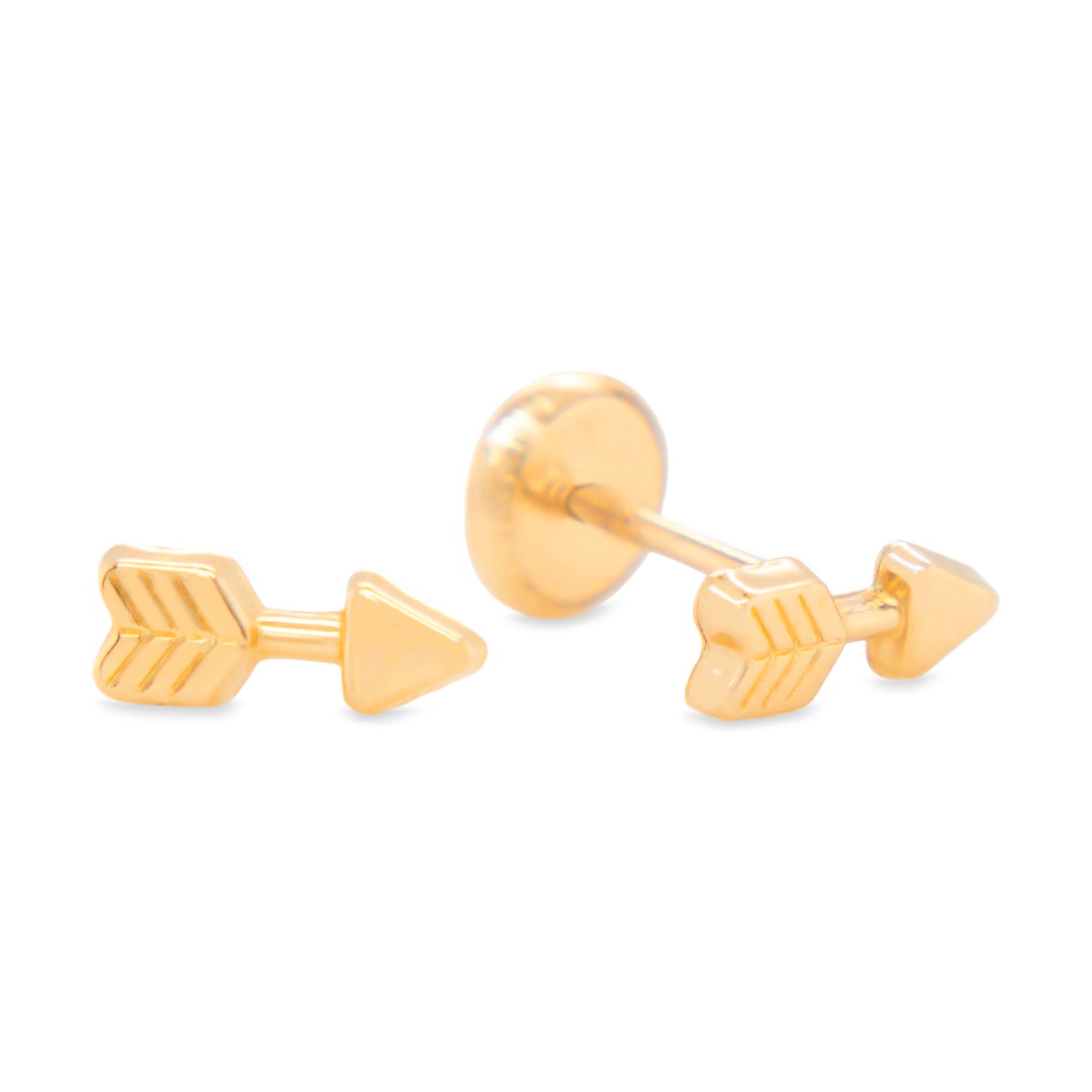 14K Yellow Gold Textured Arrow Screwback Earrings