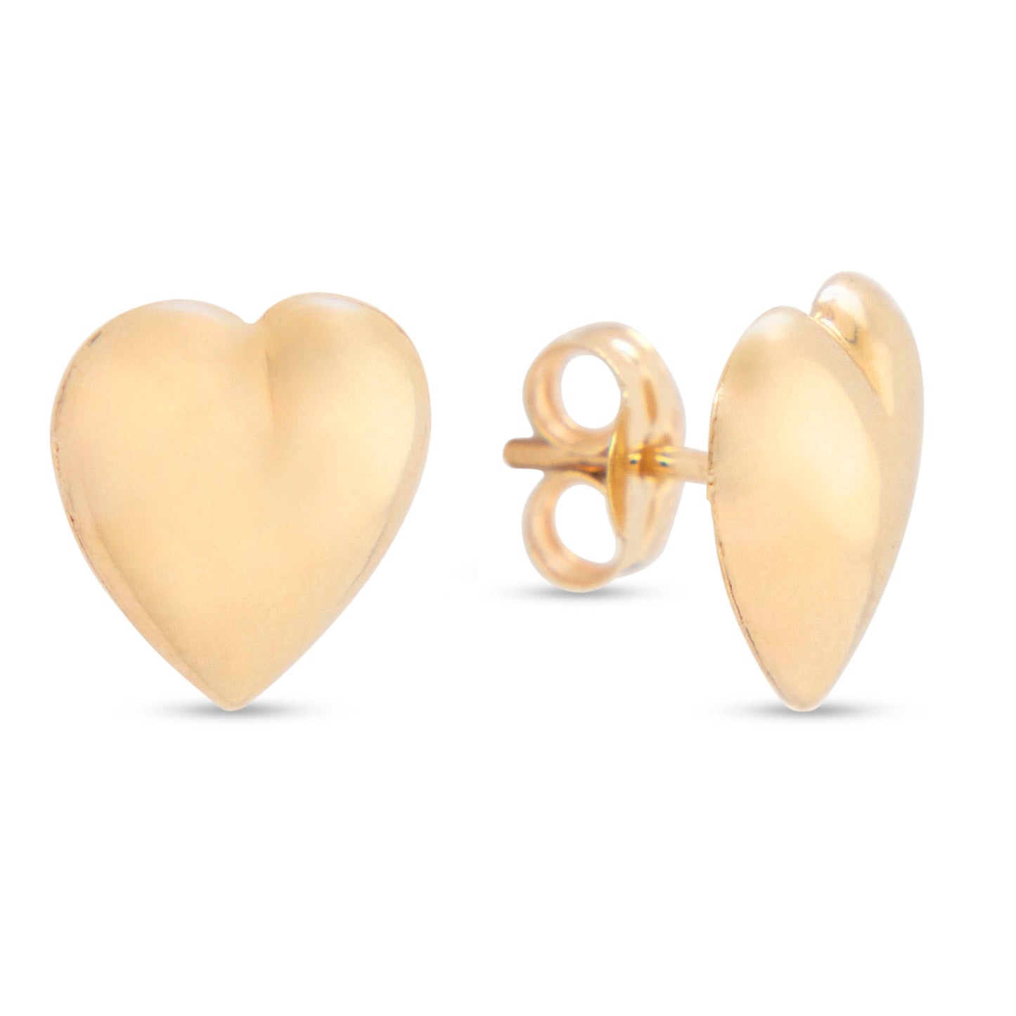 14K Yellow Gold Extra Large Heart Pushback Earrings