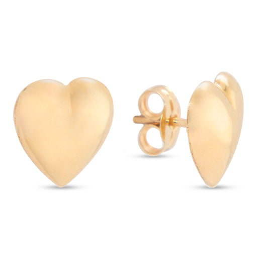 14K Yellow Gold Extra Large Heart Pushback Earrings