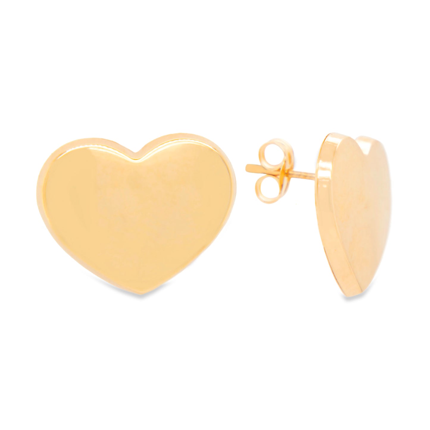 14K Yellow Gold Extra Large Polished Heart Screwback Earrings