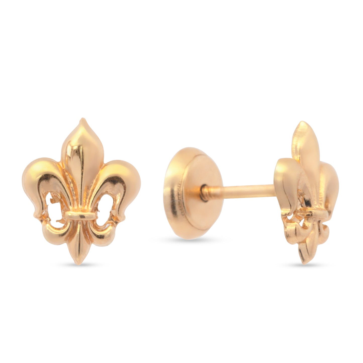 14K Yellow Gold Symbolic Royal Screwback Earrings