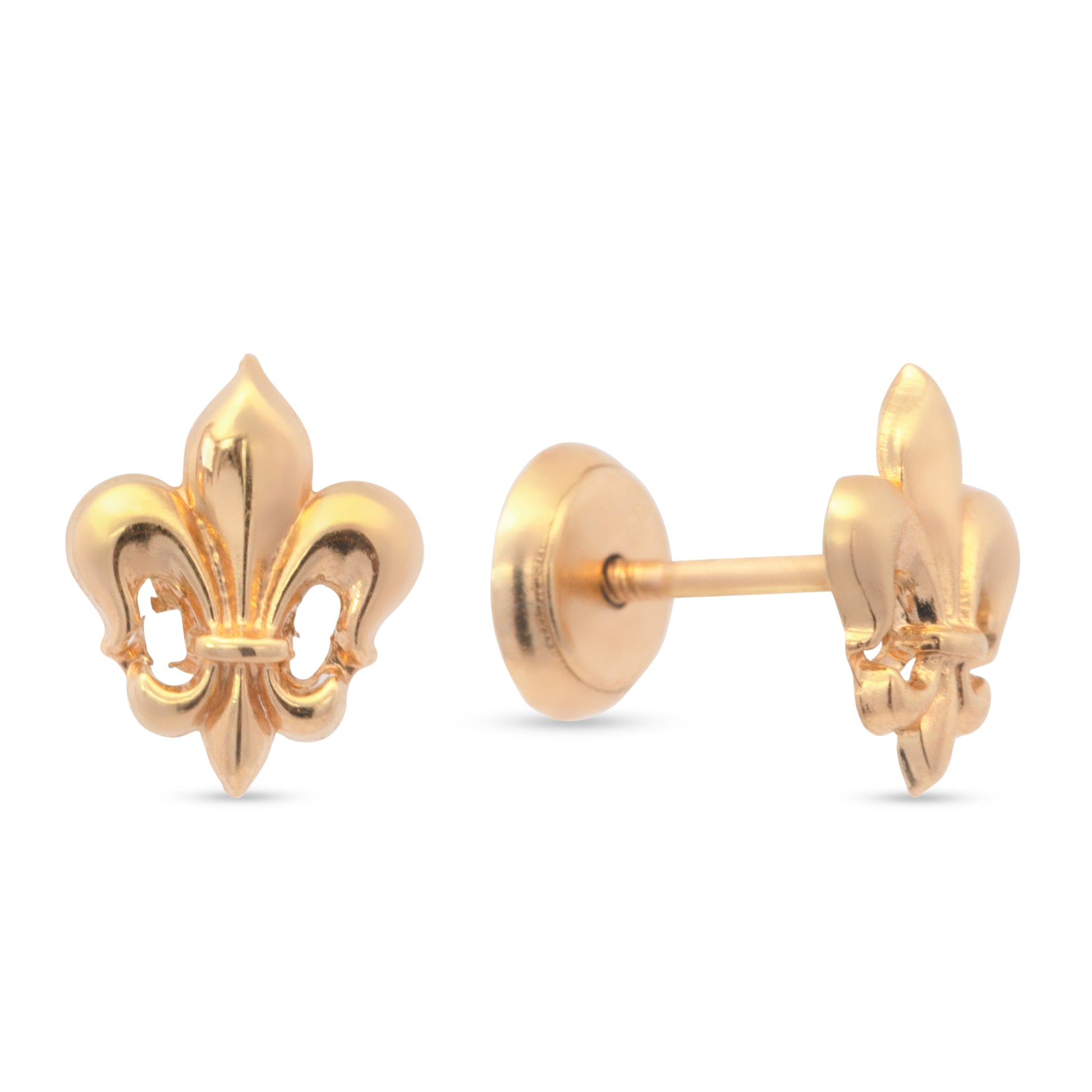 14K Yellow Gold Symbolic Royal Screwback Earrings
