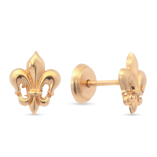 14K Yellow Gold Symbolic Royal Screwback Earrings