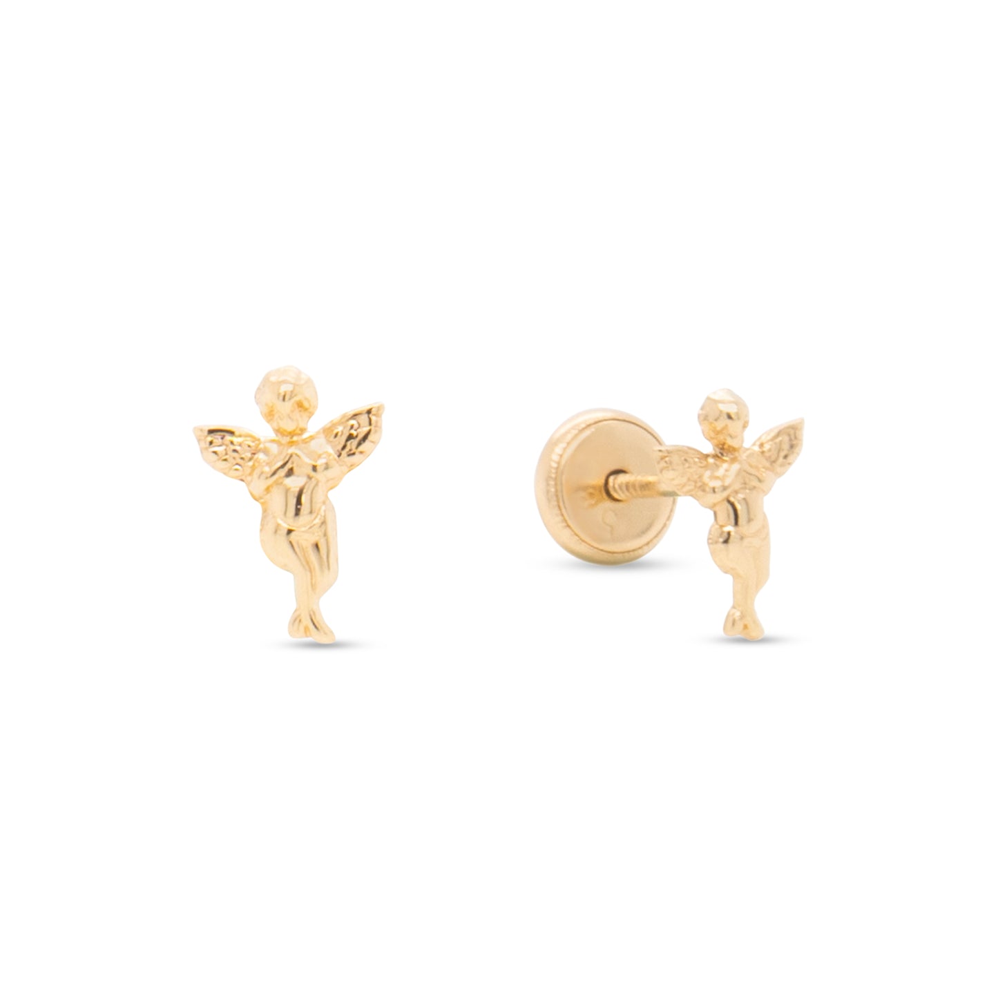 14K Yellow Gold Angel Screwback Earrings