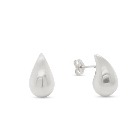 14K White Gold Medium Tear Drop Pushback Earrings