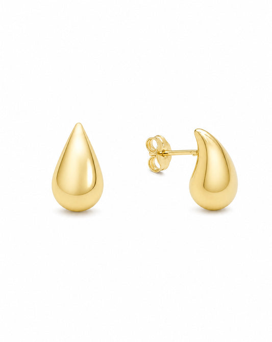 14K Yellow Gold Small Tear Drop Pushback Earrings