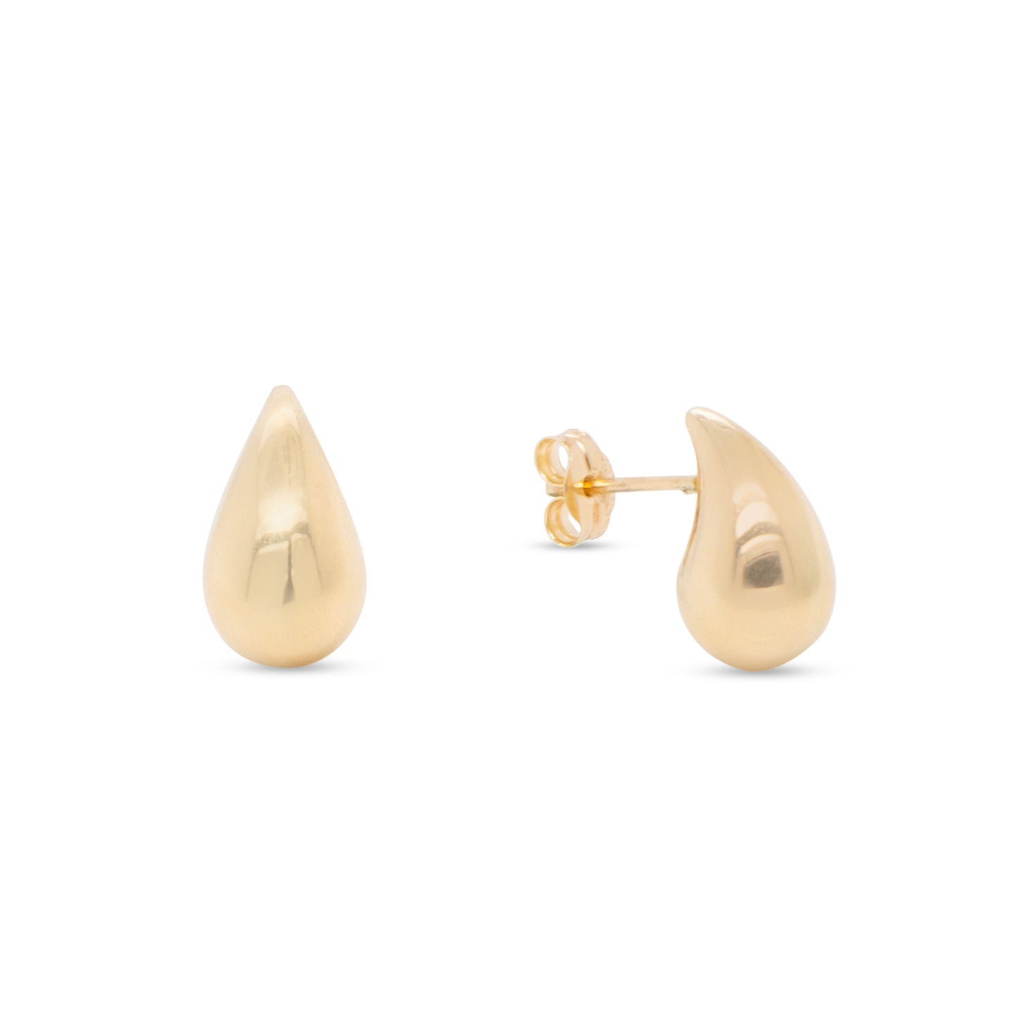 14K Yellow Gold Small Tear Drop Pushback Earrings