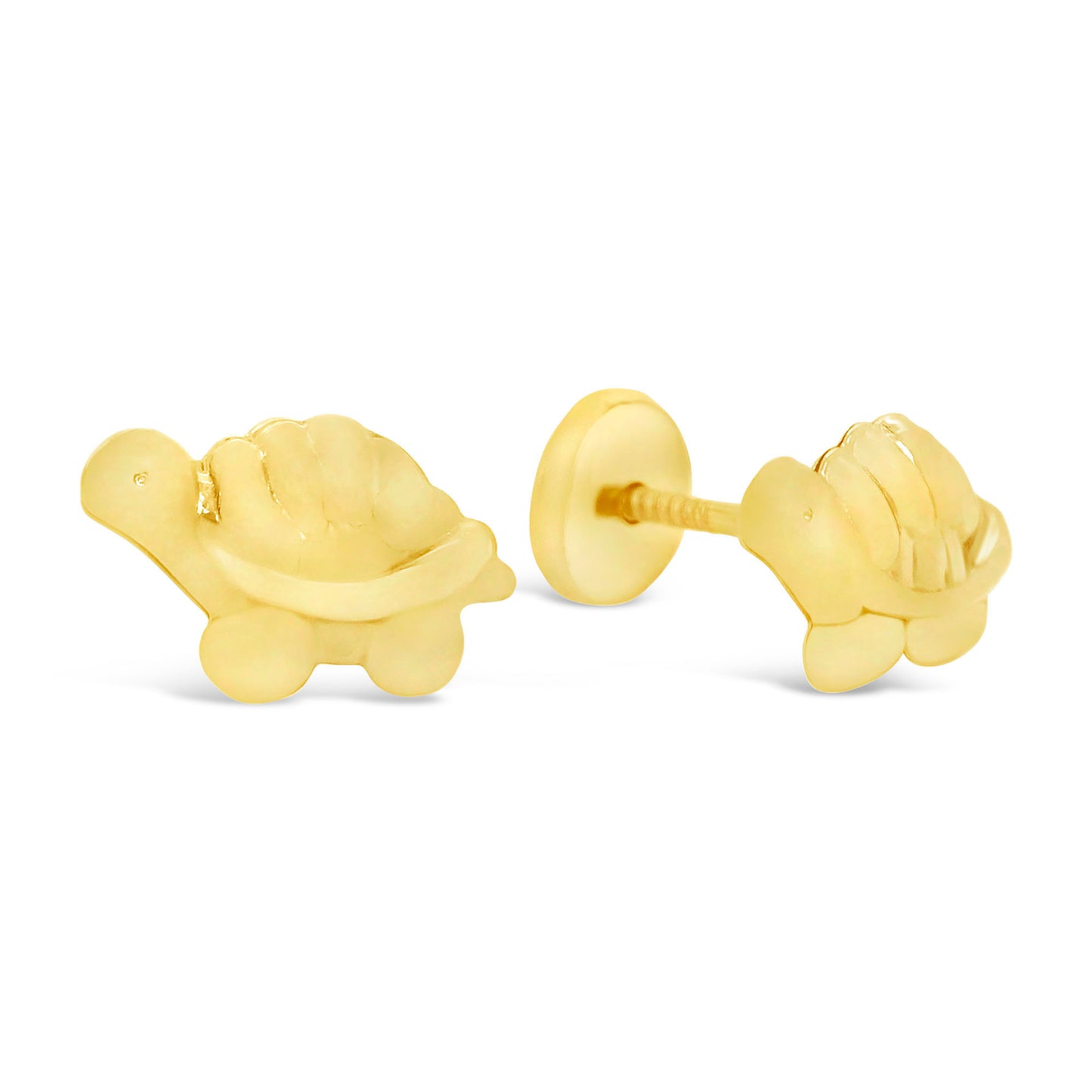 14K Yellow Gold Polished Turtle Screwback Earrings