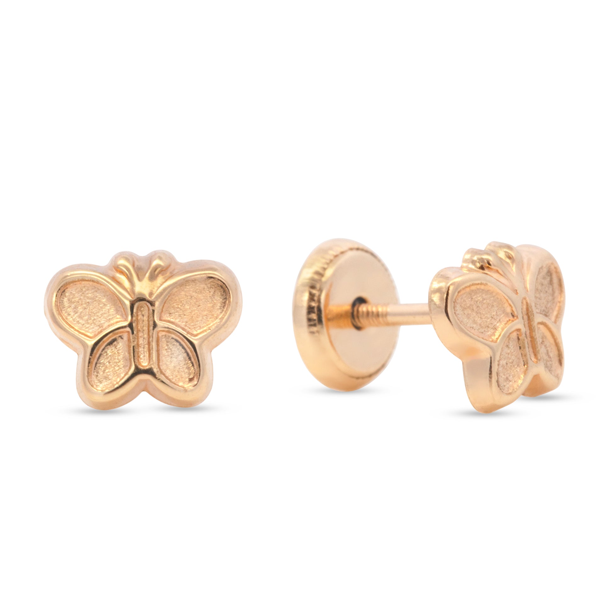 14K Yellow Gold Butterfly Screwback Earrings