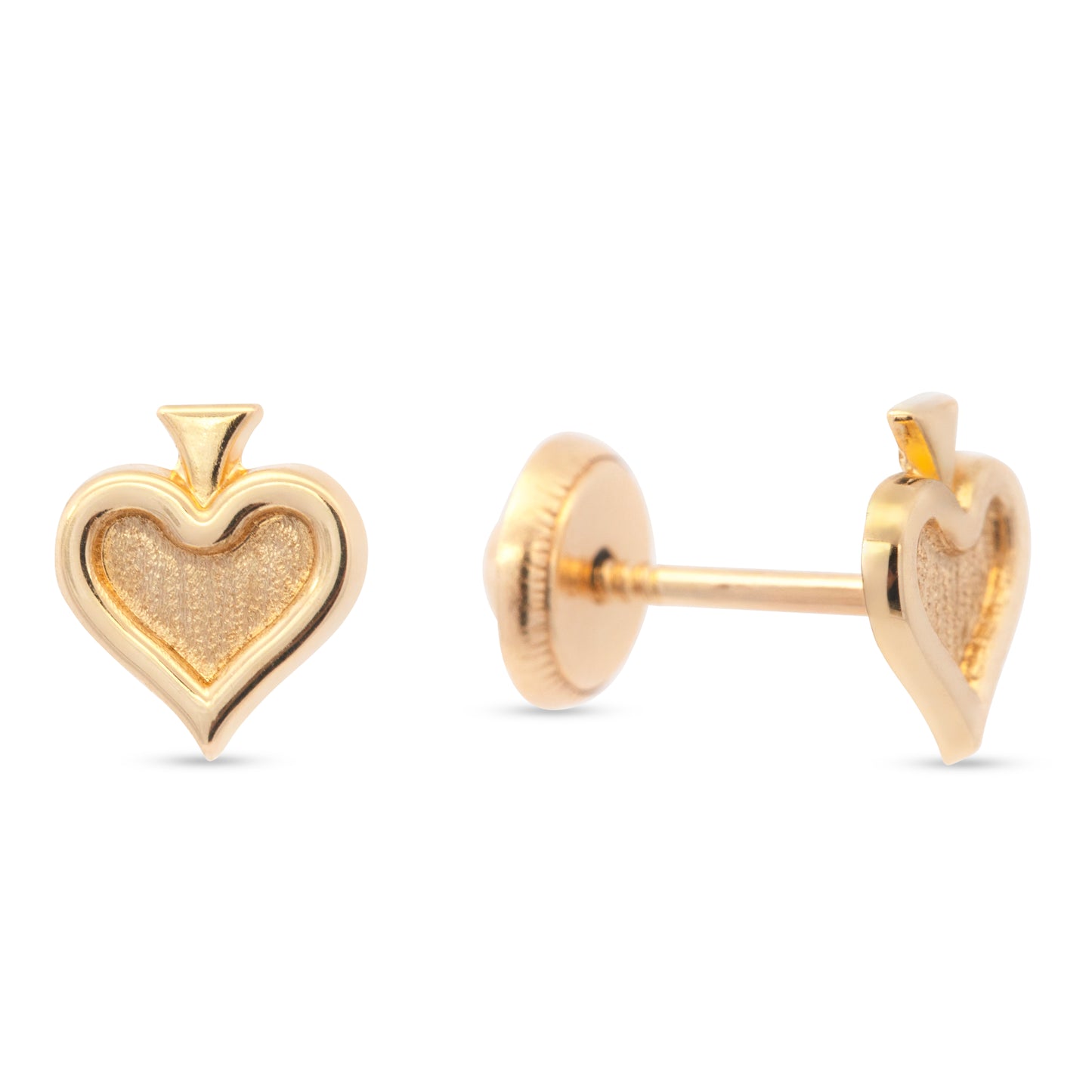 14K Yellow Gold Textured Spade Screwback Earrings