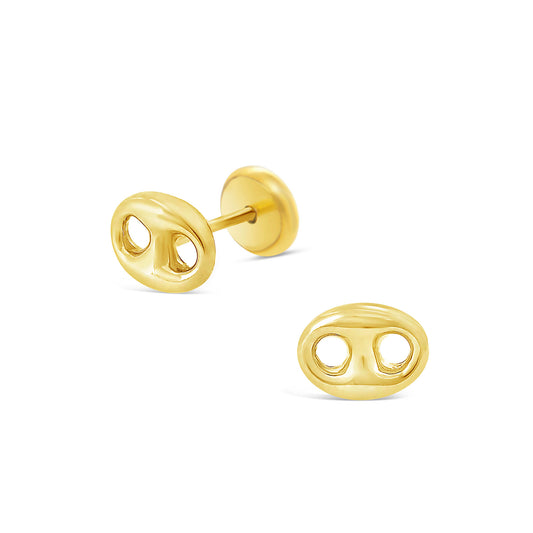 14K Yellow Gold Large Polished Marina Puff Screwback Earrings