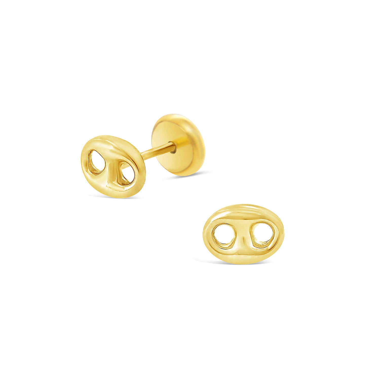 14K Yellow Gold Medium Polished Marina Puff Screwback Earrings
