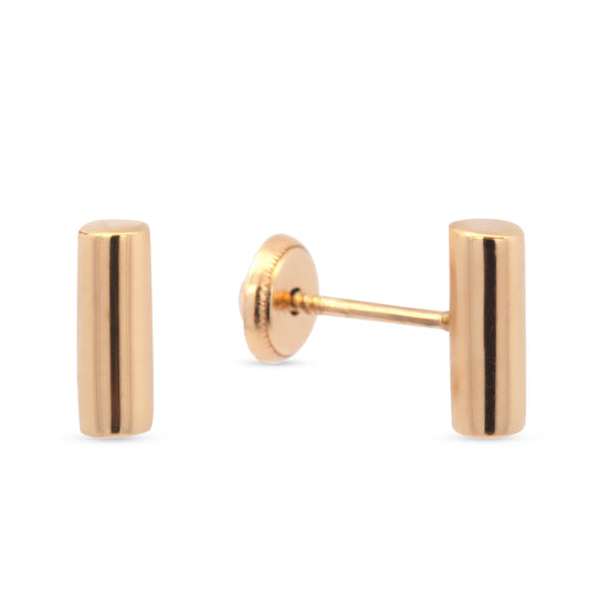 14K Yellow Gold Small Polished Bar Stud Screwback Earrings