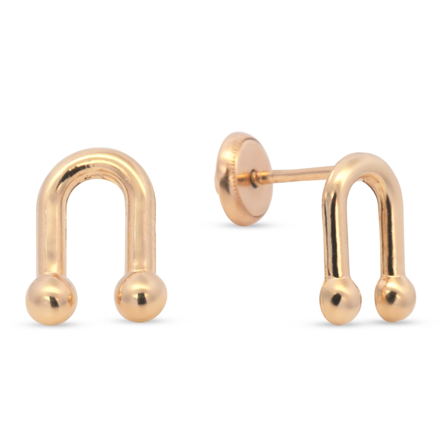 14K Yellow Gold Polished U-Link Screwback Earrings