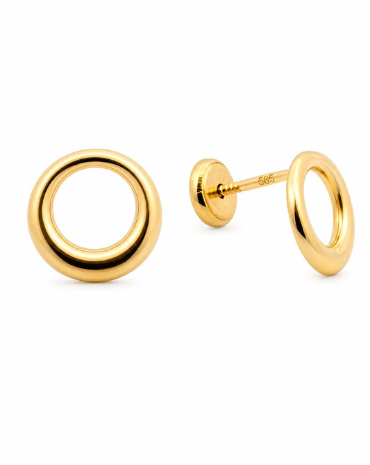 14K Yellow Gold Gradual Open Round Screwback Earring