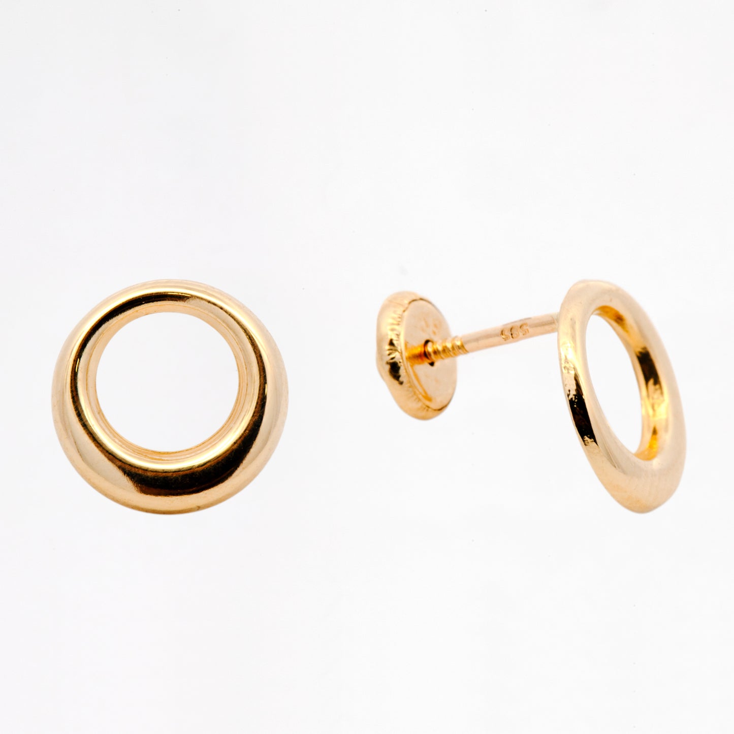 14K Yellow Gold Gradual Open Round Screwback Earring