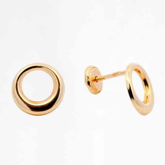 14K Yellow Gold Gradual Open Round Screwback Earring