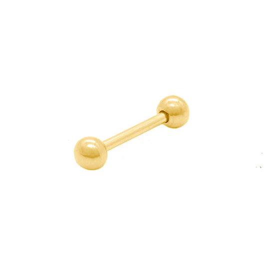 14K Yellow Gold Classic Double Ball Tongue Barbell