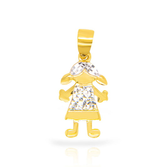 14k 2 Tones Gold Girl Pendant