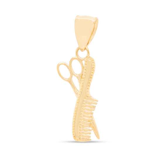 14k Yellow Gold Scissors and Comb Pendant