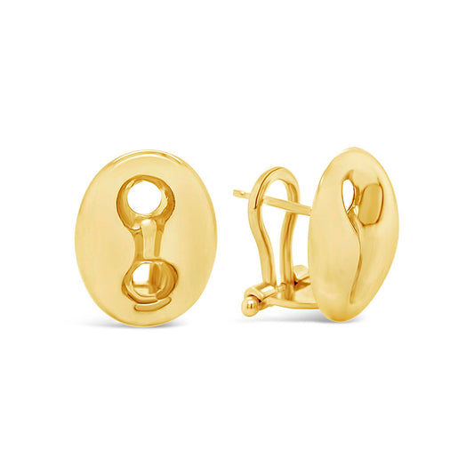 14K Yellow Gold Puffy Marinera Stud Earring