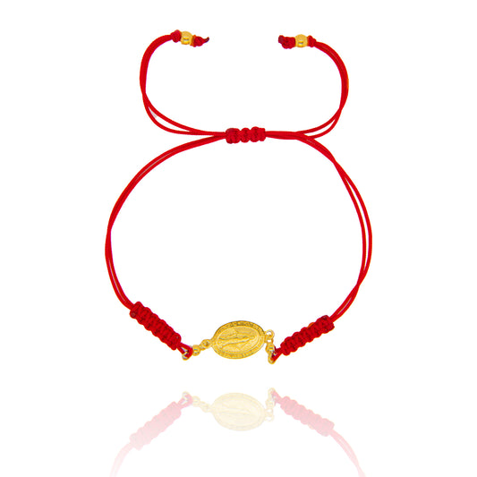 14K Yellow Gold Milagrosa Red String Bracelet