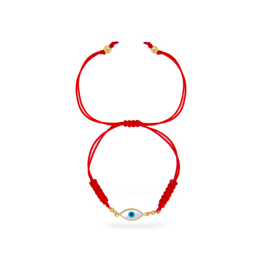 14K Yellow Gold Evil Eye Red String Bracelet