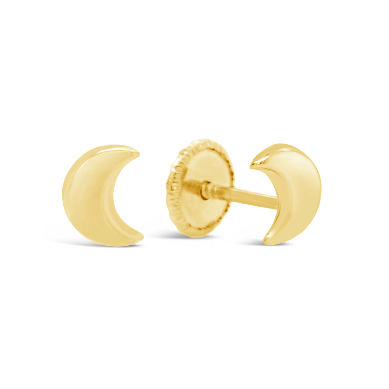 14K Yellow Gold Small Lunar Screwback Earrings