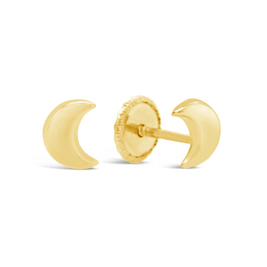 14K Yellow Gold Small Lunar Screwback Earrings